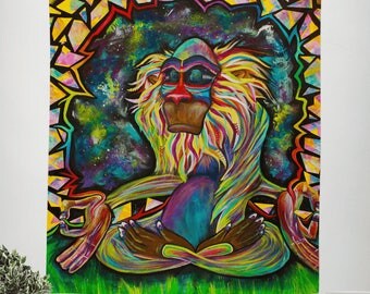Meditating Rafiki Wall Tapestry