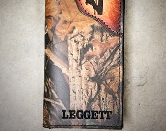Camo wallet, RealTree Camo leather wallet, LINEMAN wallet, checkbook wallet, Personalized wallet, lineman gift, Initials or Name Free!