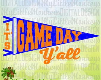 Game Day SVG ~ It's Game Day Y'all ~ Pennant Flag ~ Football svg ~ Game Day Shirt ~ Commercial Use SVG ~ Cut File ~ Clipart ~ dxf-eps-png