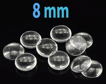 Set of 10 transparent 8mm cabochons