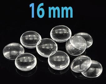 Set of 10 transparent cabochons 16mm