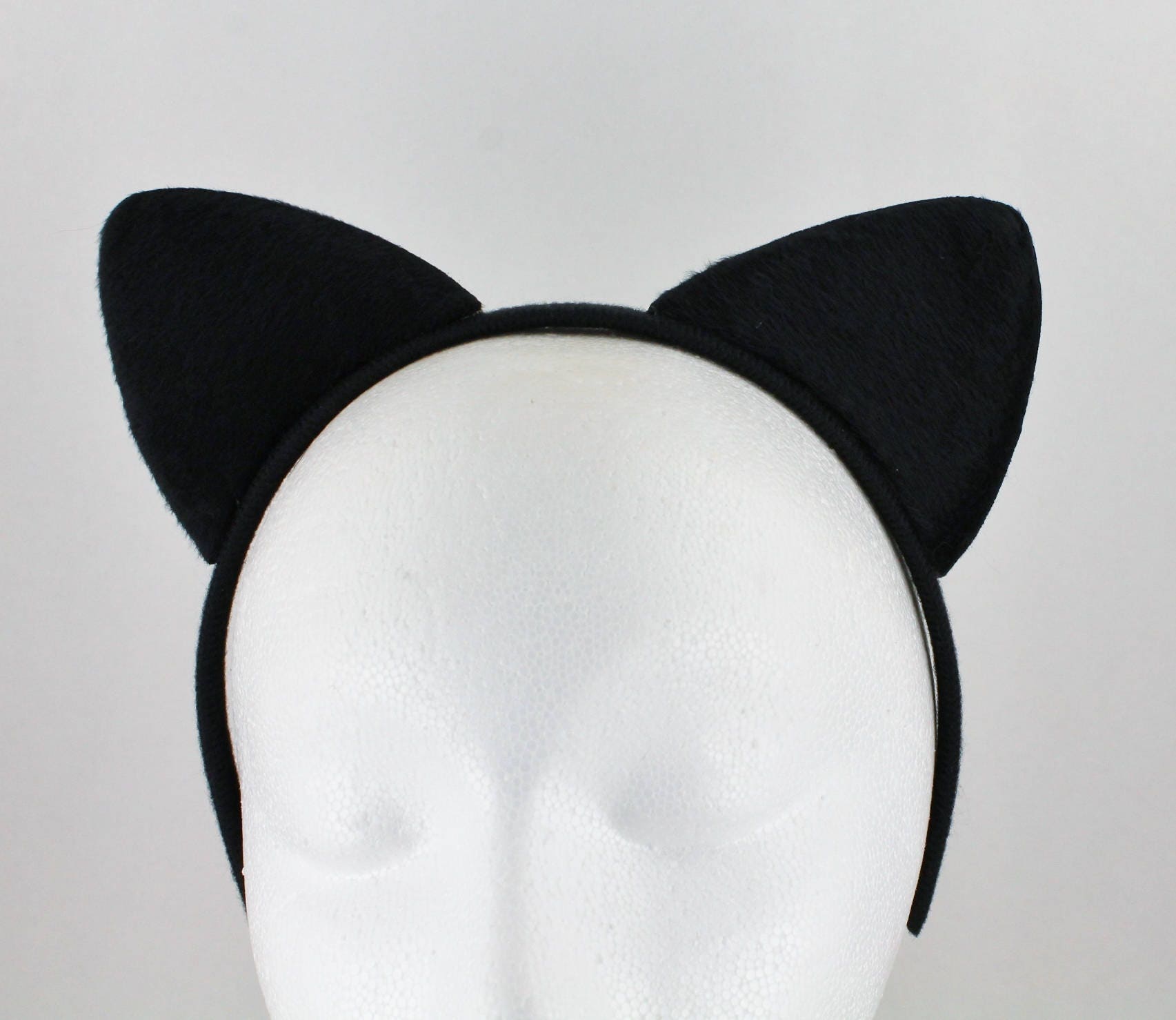 Black cat kitten ears headband faux fur furry head band kawaii