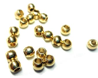 Lot de 10 perles rondes, esprit industriel, en laiton brut doré 3 mm jauge 18
