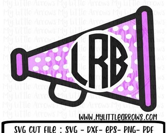 SALE- Cheer megaphone monogram SVG, DXF, Eps, png Files for Cutting Machines Cameo or Cricut - cheerleading svg - cheer svg - cheer monogram
