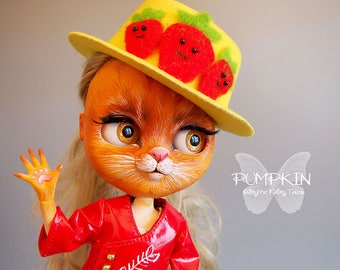 PUMPKIN - OOAK custom BLYTHE kitty cat doll - by Blythe Fairy Tales