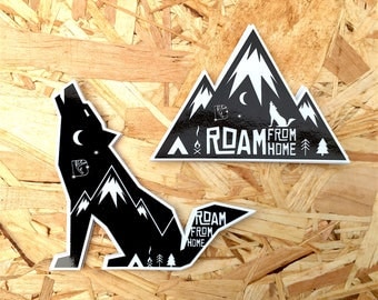 Roam Stickers, Wolf Stickers, Adventure Stickers, Travel Stickers, Camping Stickers, Mountain Stickers, Cool Laptop Stickers, Car Stickers