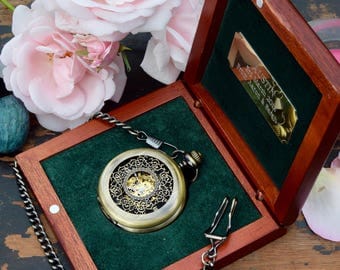 Pocket watch gifts for men, gift for him, mens gift - Steampunk engraved watch