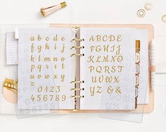 8 Bullet Journal Stencils • Planner Stencil Letters Alphabet Months Days Week Calendar BuJo Future Log Index Key • COMBINED SETS 02A + 04A