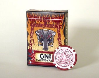 Oni Playing Cards + Red Dealer Chip Combo Pack