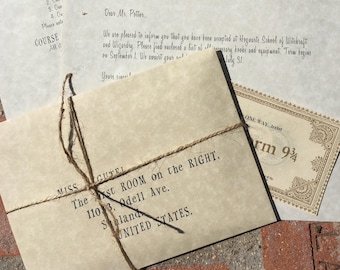 Personalized Wizard and Witch Acceptance letter with free travel ticket