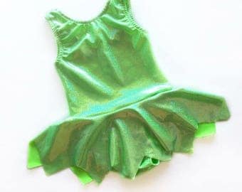 Tinkebell leotard - tinkerbell costume- fairy costume- pixie leotard- baby toddler girls- dancewear- green leotard- sparkly leotard- dance