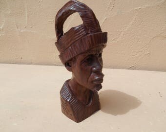 African Wood Face Sculpture. Emmanuel Chikumbirike Sculpture. Wooden Face Carving.