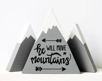 Wooden mountains, Baby boy gift, He will move mountains, First baby boy, Baby shower gift, The mountains are calling, He believed, Boy mom