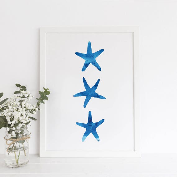 Starfish Wall Art Digital Poster Nursery Print Blue Nursery