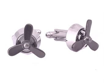 Rotatable Propeller Fan Cufflinks