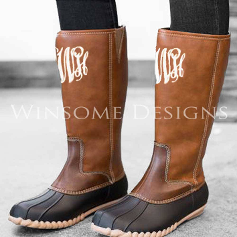 Monogram Duck Boots-Tall Monogram Duck Boots-Monogram Leather