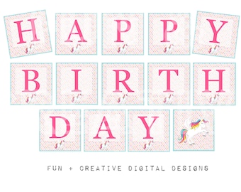 Magical Unicorn Birthday Banner