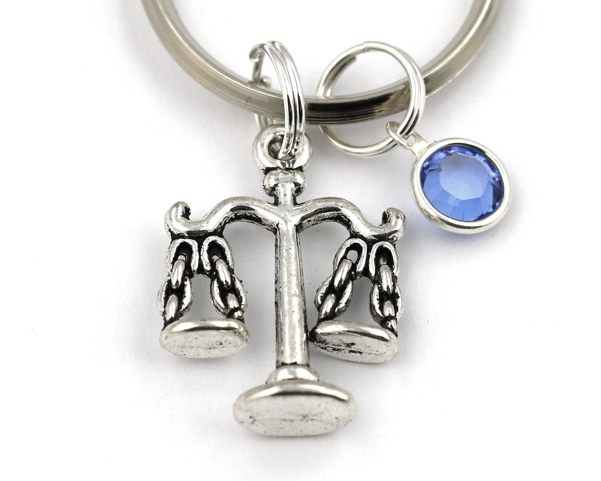 Scales Of Justice Key Ring Attorney Keychain With Birthstone
