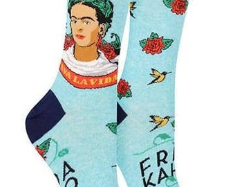 Frida Kahlo Art Socks- Fun Artist Parody- 4 Styles- "Self-Portrait" Cotton Blend -Art Teachers- Frida Kahlo clothing- Save with Code Inside