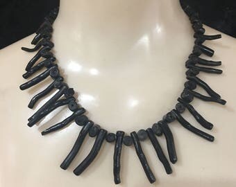Vintage Antipatharia Black Branch Coral Necklace