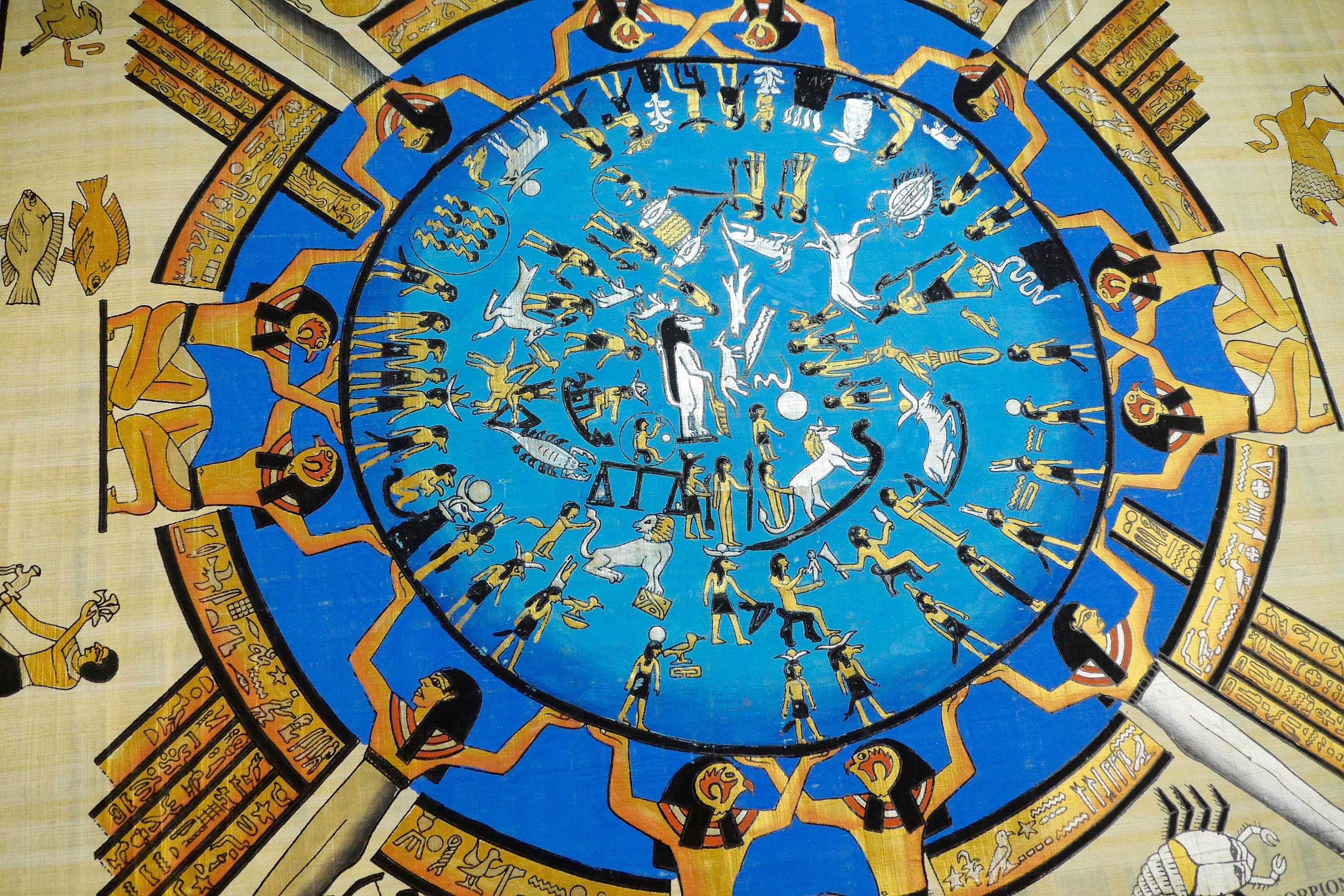 Ancient Egyptian calendar with all the zodiac signs