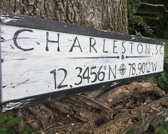 Personalized Latitude Longitude Sign/coordinates sign/Custom Longitude Latitude Wood Sign/Wood Coordinates Sign/GPS Coordinates Sign