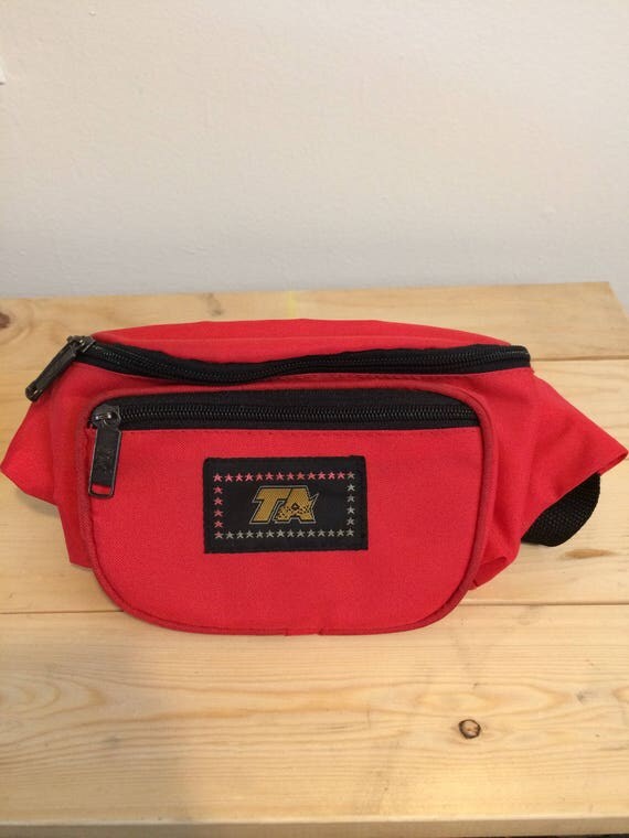 90s Fanny Pack Vintage Fanny Pack Red Bum Bag Waist Wallet 90s