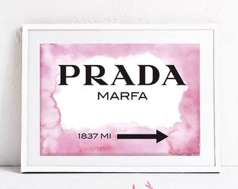 DISCOUNT PRADA Marfa background Watercolor. Apartment Gossip Girl Lily van der Woodsen WallArt Poster, Decor Sign NY Fashion cute girls room