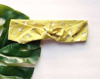 Chartreuse Floral - Headband Headscarf Neckscarf Adult