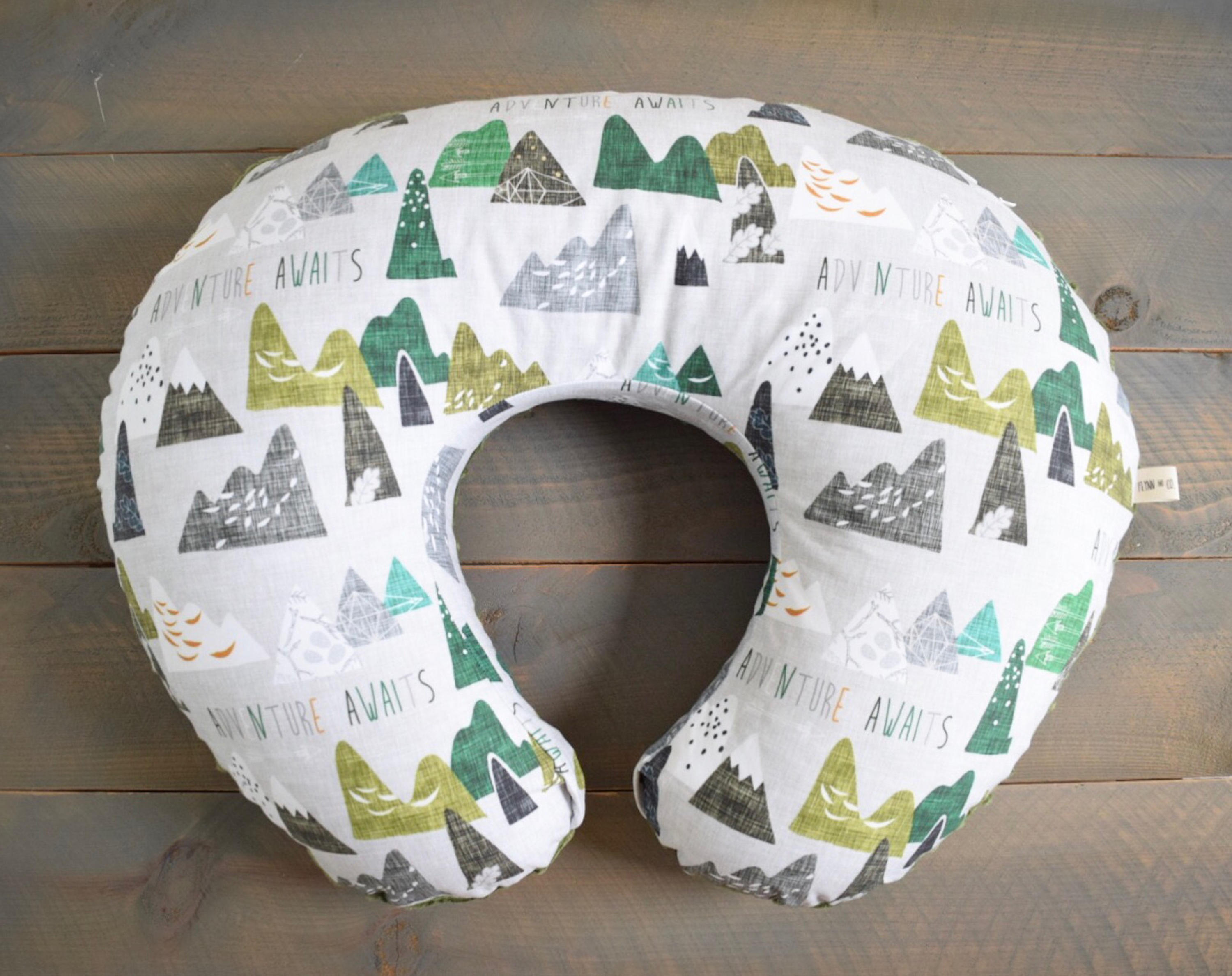 Nursing Pillow Cover Mountains Green Adventure Awaits Green
