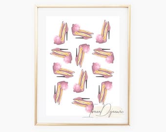 Instant Download Pink High Heels Fashion Illustration Wall Art,Printable High Heels Art,Printable Vanity Art,Fashion Sketch