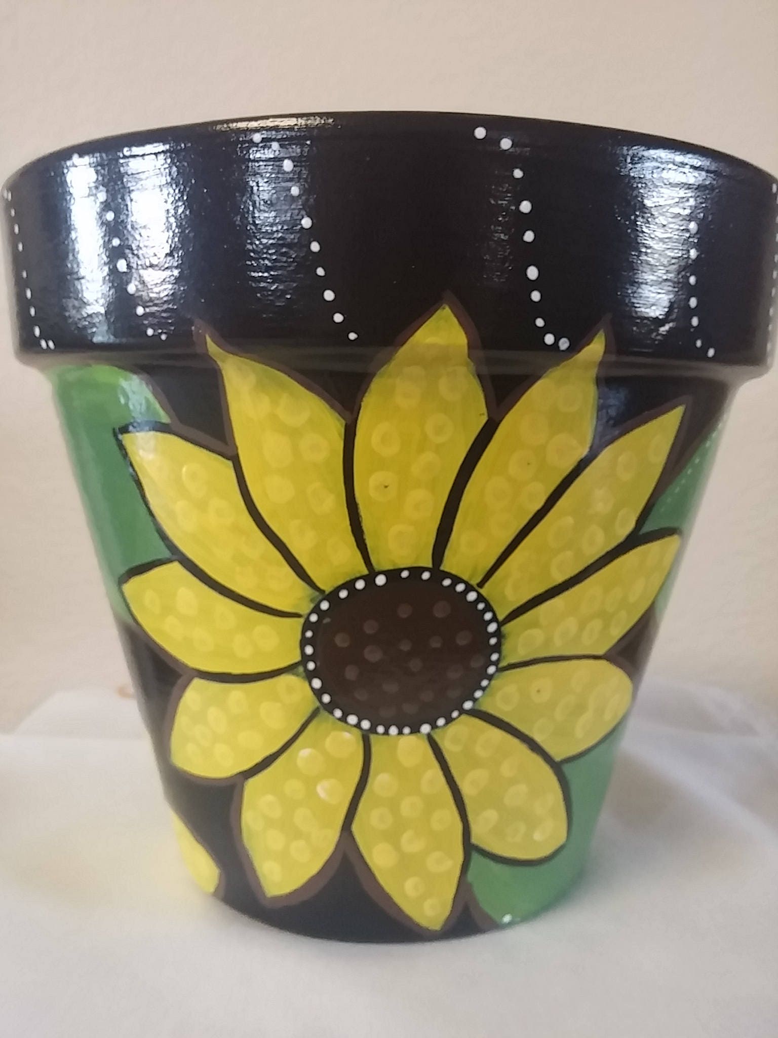 Sunflower Pot Sunflower Planter Black Sunflower Pot Painted   Il Fullxfull.1233534810 N9mh 