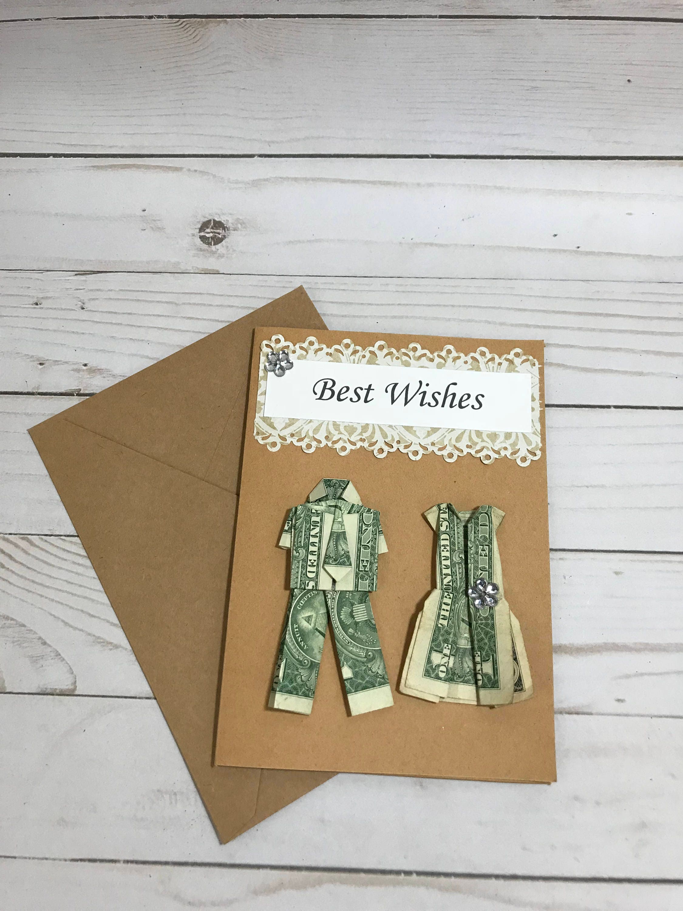 Origami card bride and groom wedding card origami money