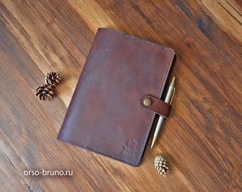 Leather notebook cover A5, Moleskine cover A5, Journal cover, A5 leather portfolio, Leather notebook case A5, Brown A5 leather holder.