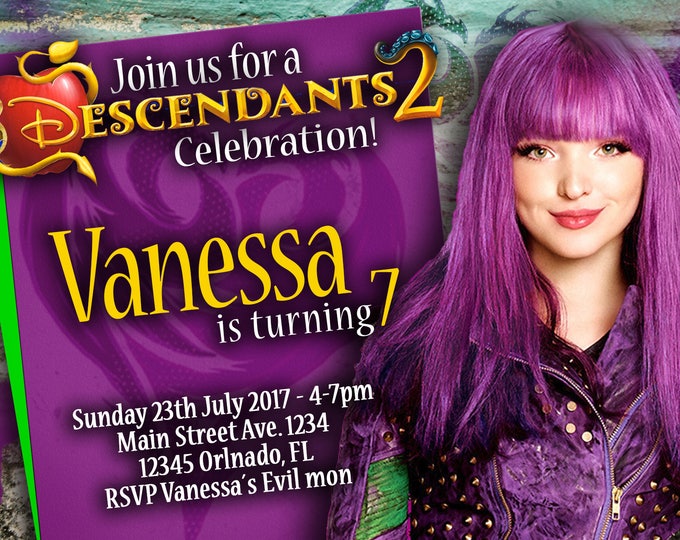 Birthday Invitation Disney Descendants 2 MAL - We deliver your order in record time!, less than 4 hour! Best Value. Descendants 2 Party