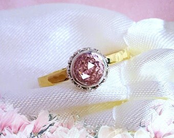 Morganite ring, Peach Pink Morganite Crown ring, 9ct Rose gold ring, Engagement & Promise ring, handcrafted ring