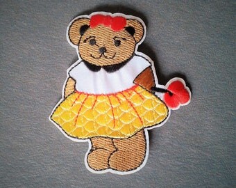 Teddy bear badge 8 cm thermocollant