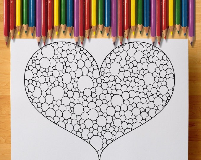 Valentine Coloring Card, Printable Heart Colouring Page, Downloadable Coloring Pages For Adults, DIY Coloring Sheet, Love Coloring PDF