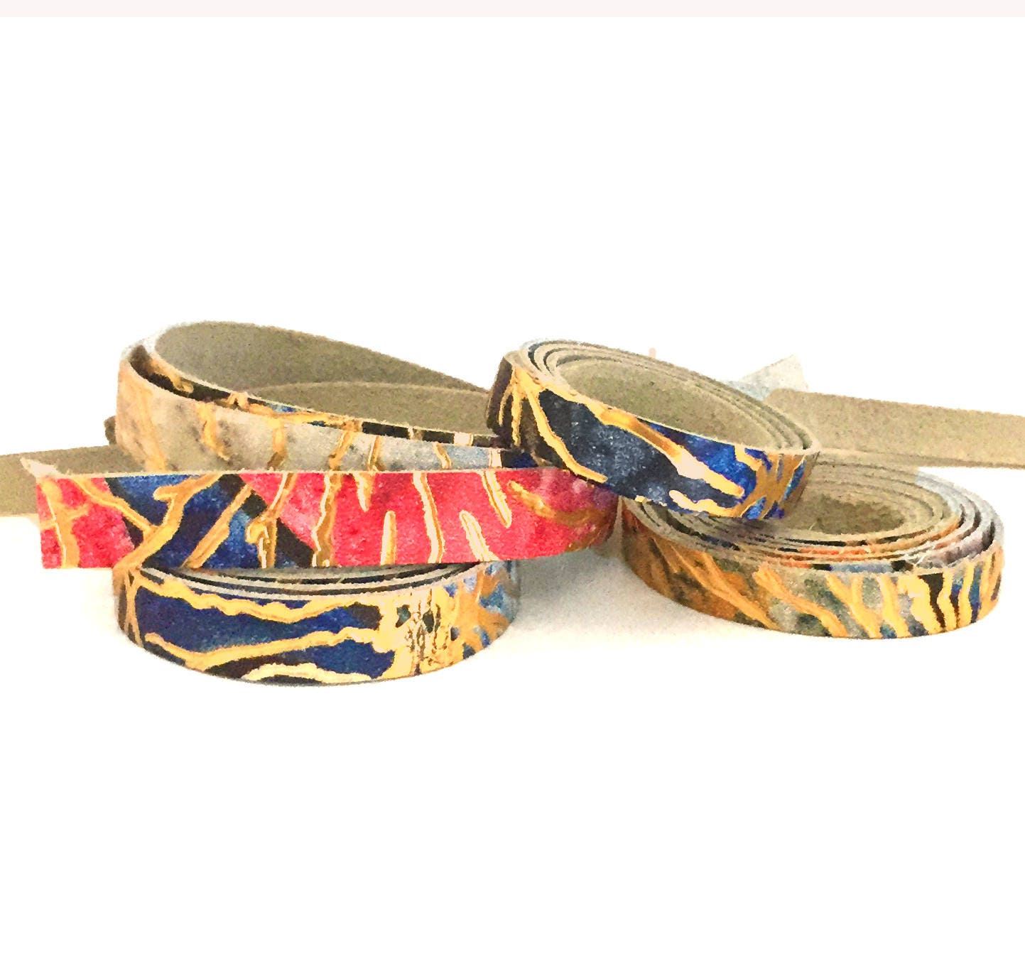 Leather Strips 24' / Thin Leather Straps / Colorful