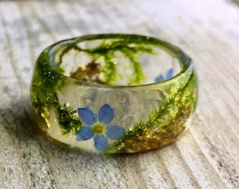 Resin rings, Forget me nots, resin ring, real flower ring, botanical, forget me not ring, forget me not, girlfriend gift, gift for her, ring