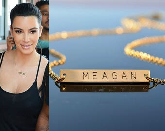 Name Necklace, Gold Name Plate Necklace, Initial Necklace, Letter Necklace, Personalized Name Jewelry, Dainty Name Charm, WEDDING GIFT,