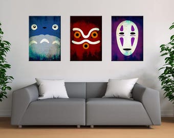 Studio Ghibli, Totoro, Mononoke, Spirited Away, Poster Set, Wall art