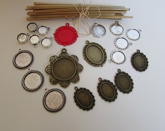 Support cabochon - 8 pendant 20 models - metal - ref 300.24