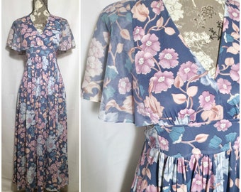 Vintage 1970s Floral Maxi Dress // S