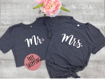 Mr and Mrs Shirts, Hubby Wifey Shirts, Honeymoon Shirts, Newlyweds, Couples Shirts, Bride shirt,Groom shirt, Wedding Gift, Personalized Gift