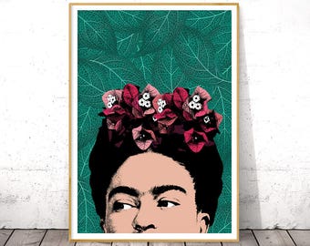 Frida Kahlo Art, Poster Frida Kahlo, Frida Kahlo Portrait, Celebrity Portrait, Frida Kahlo, Celebrity Posters, Digital Download, Pop Art