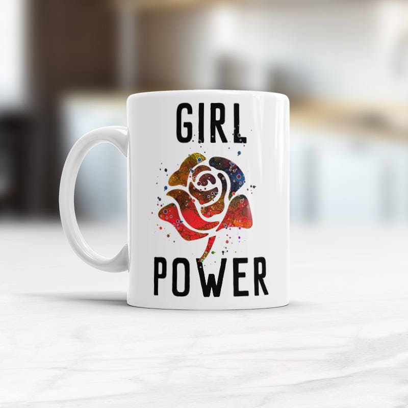 Feminist Mug Girl Power White ceramic coffee tea cup With