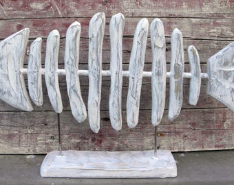 Large wooden fish in the shabby look