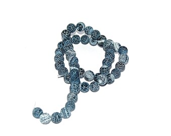 Set of 20, 50 or 100 Perle agathe frosted ombre blue - white 6 mm or 8 mm (rock altered)