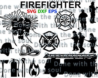 Firefighter svg - Fireman svg - Firefighter cut file - Fireman vector - Fireman cut file - Svg eps dxf - Cutting files - Digital cut files